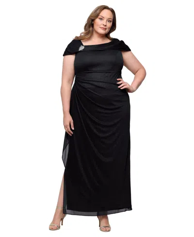 Alex Evenings Plus Size A-line Ruched Ball Gown In Black