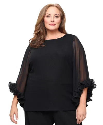 ALEX EVENINGS PLUS SIZE BOAT NECK METALLIC TOP
