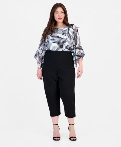 Alex Evenings Plus Size Cropped Slim Fit Pants In Black