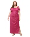 Alex Evenings Plus Size Draped Cold-shoulder Dress In Pink
