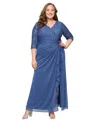 Alex Evenings Plus Size Embellished Empire-waist Gown In Blue