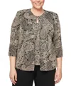 Alex Evenings Plus Size Glitter-print Jacket & Top Set In Black