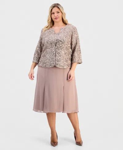 Alex Evenings Plus Size Jacket Dress In Pink