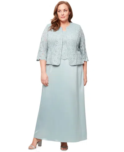 ALEX EVENINGS PLUS SIZE LACE DRESS & JACKET
