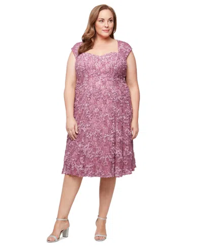 Alex Evenings Plus Size Lace Soutache Midi Dress