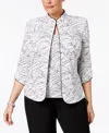 ALEX EVENINGS PLUS SIZE PRINTED MANDARIN JACKET & TOP SET