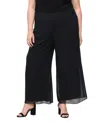 Alex Evenings Plus Size Pull-on Chiffon Pants In Black