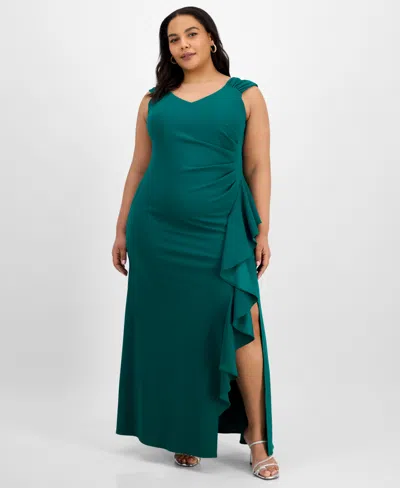 Alex Evenings Plus Size Ruched Ruffled Gown
