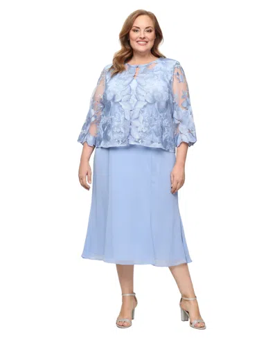 Alex Evenings Plus Size Scoop Neck Jacket Dress In Purple