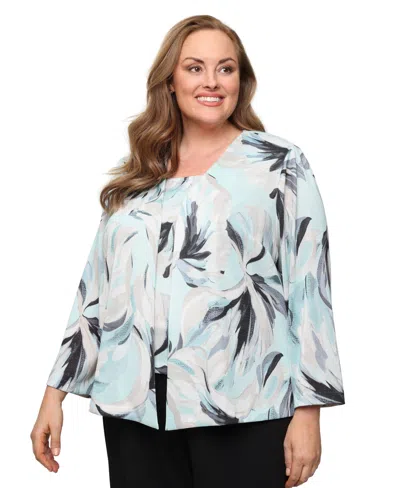Alex Evenings Plus Size Scoop Neck Top And Jacket, 2-piece Set In Multi