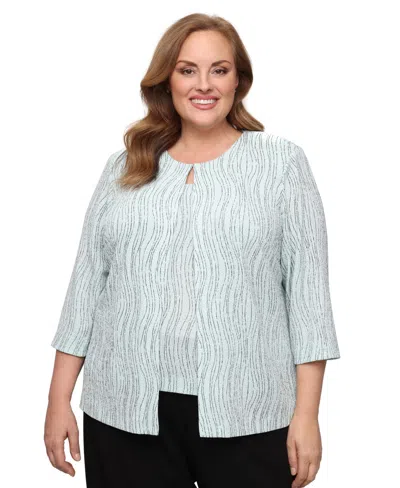 Alex Evenings Plus Size Scoop Neck Top And Jacket, 2-piece Set In Multi