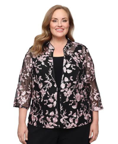 Alex Evenings Plus Size Scoop Neck Top And Jacket Twinset Dress In Black
