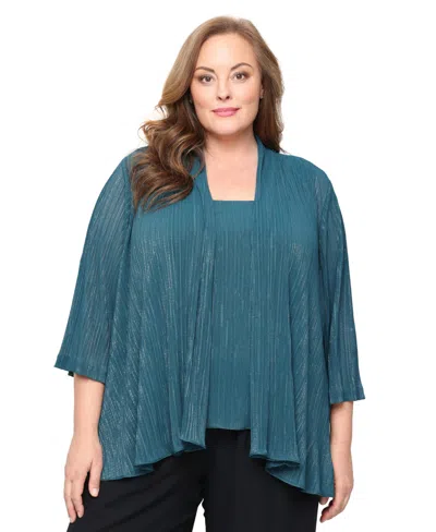 Alex Evenings Plus Size Scoop Neck Top In Green