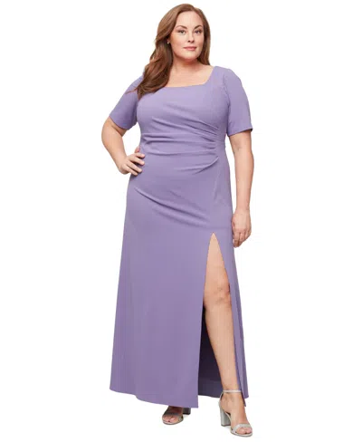 Alex Evenings Plus Size Scuba Crepe Square-neck Gown