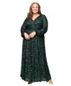 Alex Evenings Plus Size Sequin A-line Long Dress In Green