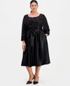 Alex Evenings Plus Size Sequin-bodice Midi Dress In Black