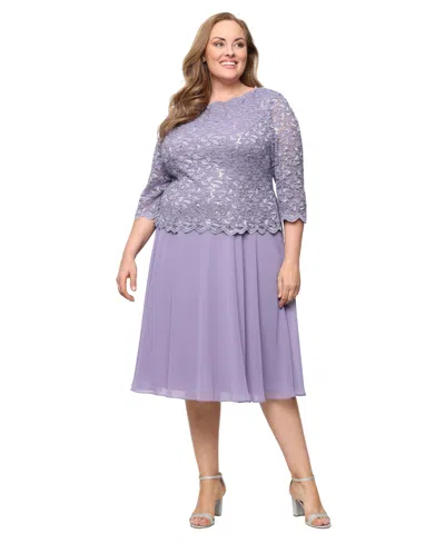 Alex Evenings Plus Size Sequined Lace A-line Dress In Gray