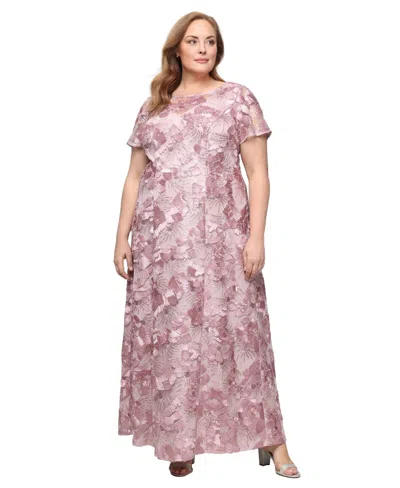 Alex Evenings Plus Size Sequinned Soutache Evening Gown In Multi