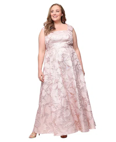 Alex Evenings Plus Size Square Neck A-line Gown In Multi