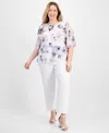 Alex Evenings Plus Size Tiered Floral Chiffon Top In Ivory Multi