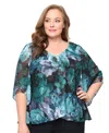 Alex Evenings Plus Size V-neck Pull-on Top In Multi
