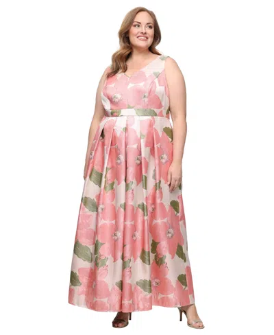 Alex Evenings Plus Size V-neck Sleeveless A-line Ball Gown In Multi