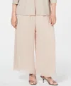 Alex Evenings Plus Size Wide-leg Chiffon Pants In Taupe