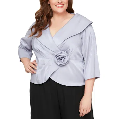 Alex Evenings Plus Womens Button Rayon Blouse In Purple