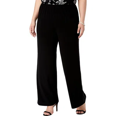 Alex Evenings Plus Womens Matte Jersey Straight Leg Pants In Black