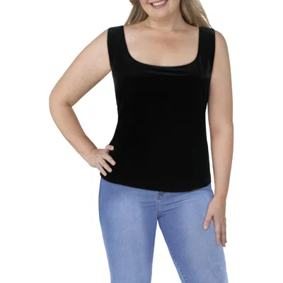 Alex Evenings Plus Womens Scoop Neck Cami Tank Top In Black