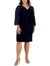 ALEX EVENINGS PLUS WOMENS SEQUINED MIDI COCKTAIL AND PARTY DRESS