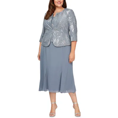 ALEX EVENINGS PLUS WOMENS SEQUINED POLYESTER TWO PIECE DRESS