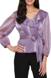 Alex Evenings Portrait Collar Shimmer Wrap Top In Purple