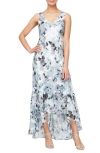 ALEX EVENINGS PRINT SLEEVELESS GOWN WITH JACKET