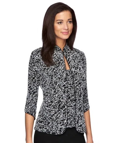 Alex Evenings Printed Jacket And Top Set, Regular & Petite Sizes In Black,white