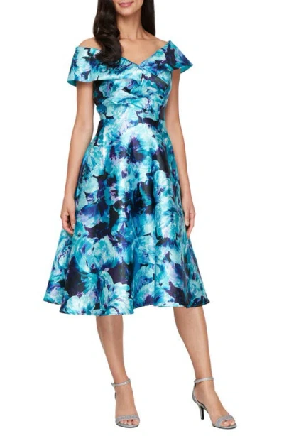 Alex Evenings Printed Mikado Cocktail Dress