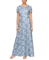 Alex Evenings Petite Rosette Lace A-line Gown In Hydrangea
