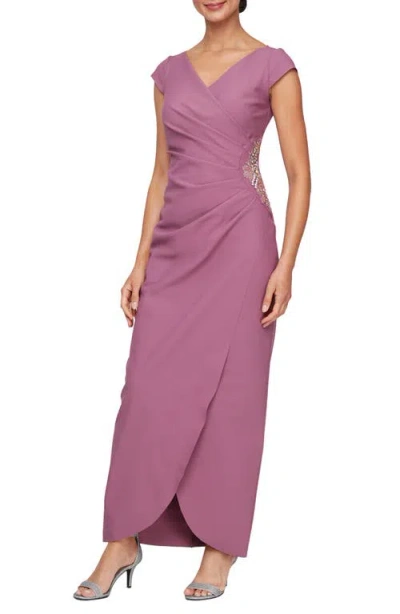 ALEX EVENINGS ALEX EVENINGS RUCHED BEADED GOWN