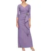 Alex Evenings Ruched Column Gown In Icy Orchid