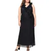 Alex Evenings Ruffle Maxi Cocktail Dress In Black
