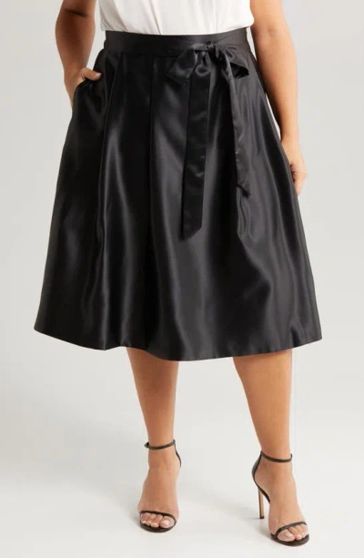 Alex Evenings Satin Midi Skirt In Black