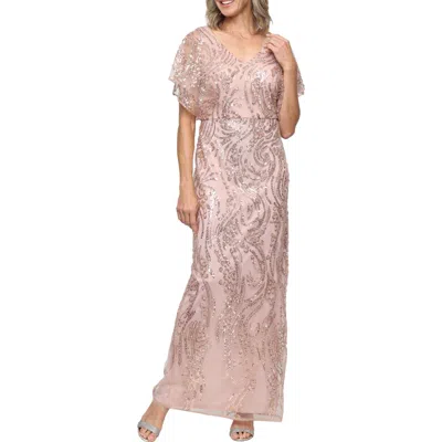 Alex Evenings Sequin Column Gown In Pink