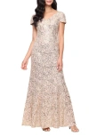 Alex Evenings Sequin Cord Lace A-line Evening Gown In Neutral