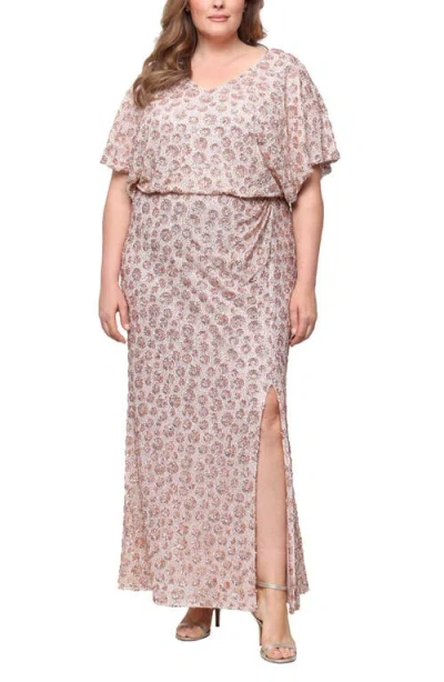 Alex Evenings Sequin Embellished Flutter Sleeve Mermaid Gown In Animal Print