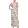Alex Evenings Sequin Embroidered Flutter Sleeve Sheath Gown