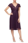 ALEX EVENINGS SEQUIN EMBROIDERY EMPIRE COCKTAIL DRESS