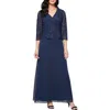 Alex Evenings Women's 3/4-sleeve Lace A-line Dress