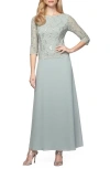 Alex Evenings Sequin Lace & Chiffon Gown In Sage