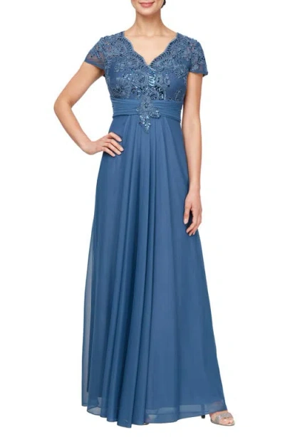 Alex Evenings 82171561 Petite Long Mother Of The Bride Formal A Line Dress In Multi