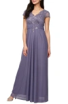 Alex Evenings Sequin Lace Bodice Gown In Icy Orchid